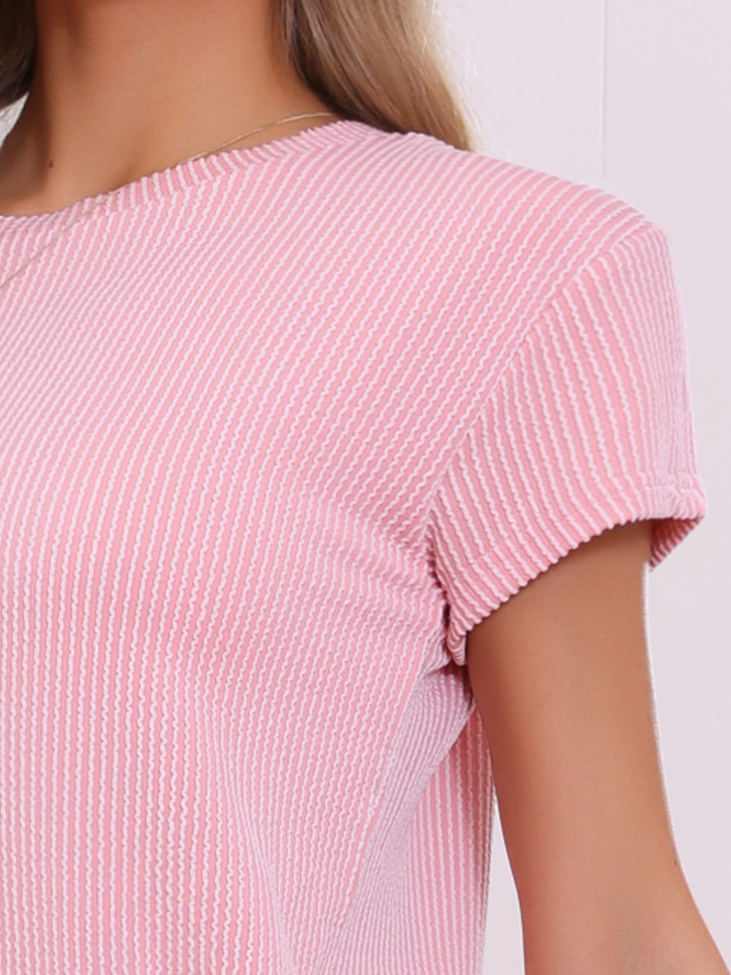 DARING DIVA Women's Ribbed Knit Casual Short Sleeves Pajamas Sets XL Pink