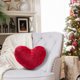 thumbnail image 5 of Cojín decorativo navideño | Detalles en rojo menta y blanco • Forma de corazón de felpa • Cojín bordado para sofá festivo • Material de pelo duradero | Soporte lumbar festivo para sala de estar y, 5 of 5