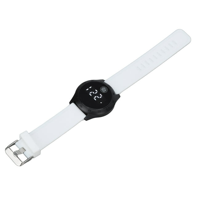 Digital Watch, Korean Style LED Digital Watch Multifunctional Clear Number For Women Black Shell White Belt