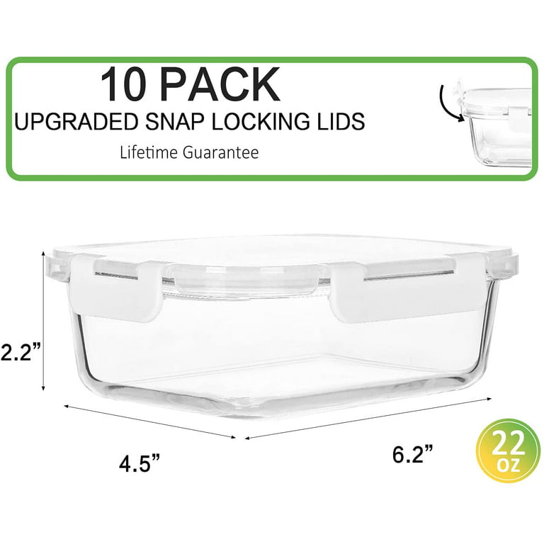 Skroam 10 Pack Glass Food Storage Containers with Lids, Glass Airtight Meal  Prep Container Set for Lunch, on the Go, Leftover, Kitchen Pantry