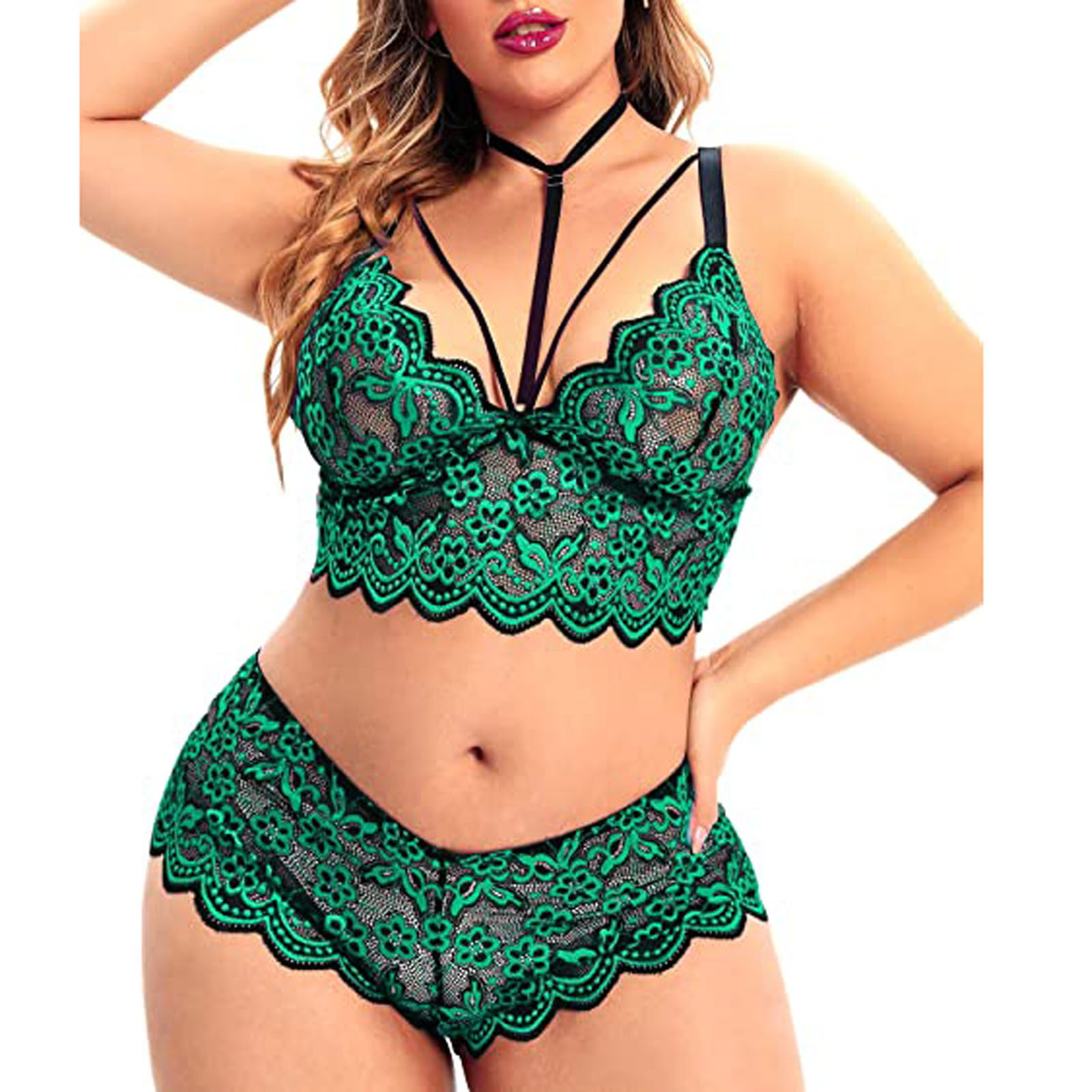Aphrotiny Womens Lingerie Set 2 Piece Floral Embroidery Matching Bra and  Panty Sets Underwire Mesh Floral Lingerie for Women Green : :  Clothing, Shoes & Accessories