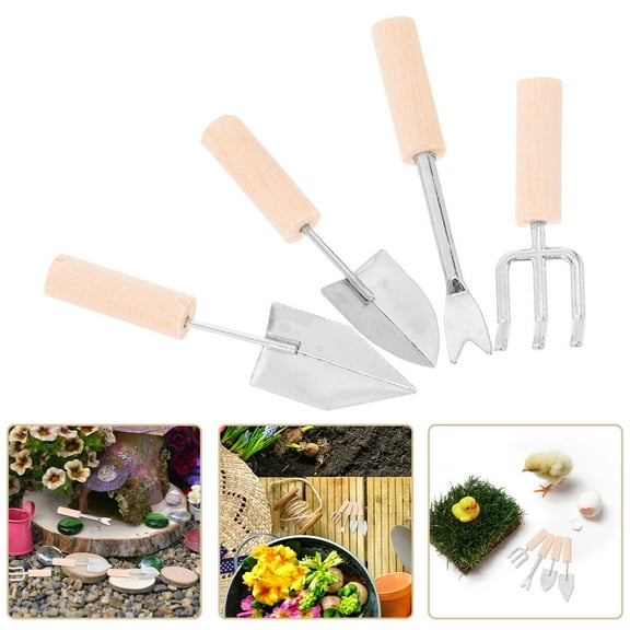 FRCOLOR 4pcs Dollhouse Rakes Tools Miniature Rakes Shovels Toys Zen Garden Miniature Rakes Mini Garden Tools for Fairy Garden Accessories