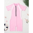 thumbnail image 5 of Vxuxlje Kids Boys Girls One Piece Rash Guard Swimsuit Front Zip Short Sleeve Sport Swimwear Bathing Pink 12, 5 of 7
