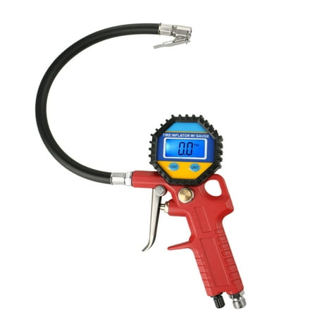Digital Tire Inflator with Pressure Gauge, Straight Lock-On Air Chuck and 1/4