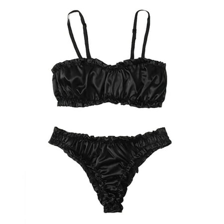 

Sehao Plus Size Underwear Ladies Fashion Sexy Lingerie Satin Lace Frilled Sling Babydoll Underwear Polyester Night Dress for Women Sleepwear