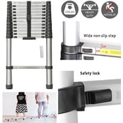 Dayplus 12.5FT/3.8M Stainless Steel Telescopic Ladder Foldable Telescoping Extension Ladder Loft Ladder 330lb Load
