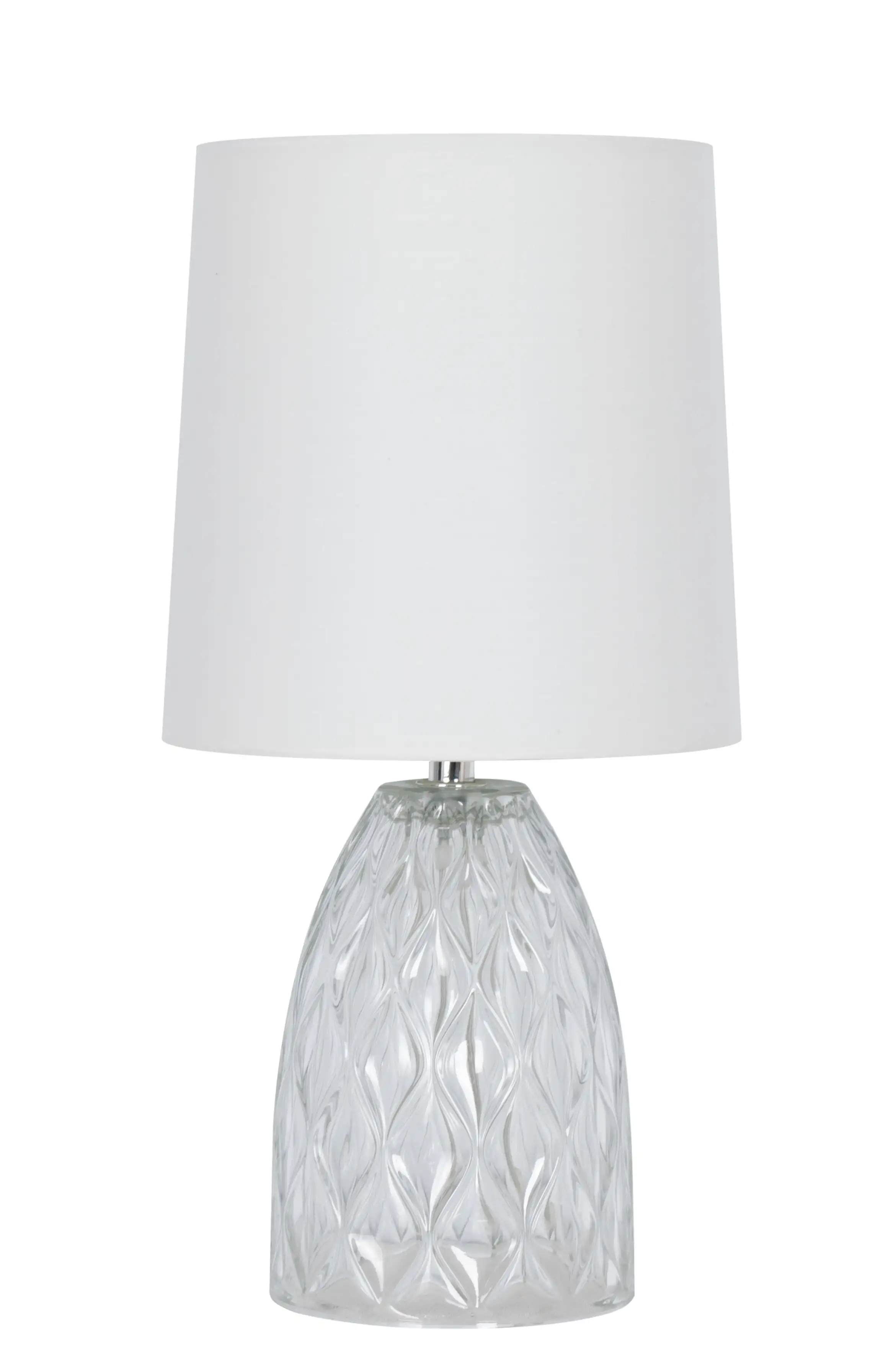 (4 pack) Mainstays 12.75”  Mini Clear Glass Table Lamp with White Shade