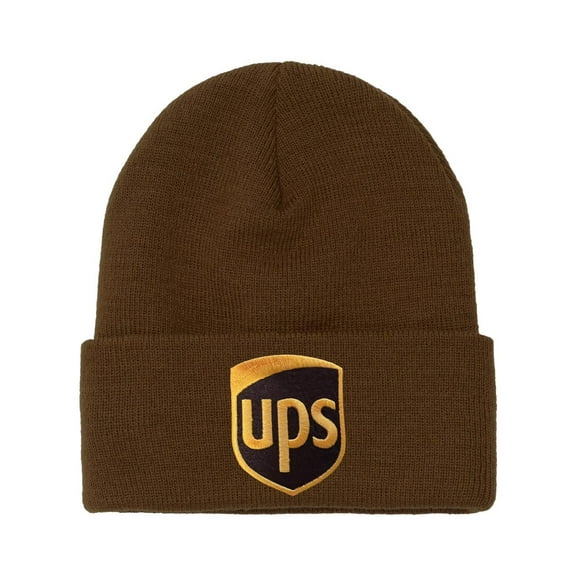 Brown United Parcel Service Official Style Color Embroidered Patch Front Khaki Brownn Beanie Knit Cap Winter Hat