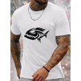 thumbnail image 1 of Menacing Fish Cartoon Print, Men's Casual Summer T-Shirt - Comfortable Knit, Crew Neck, Short Sleeve, Machine Washable, 1 of 6