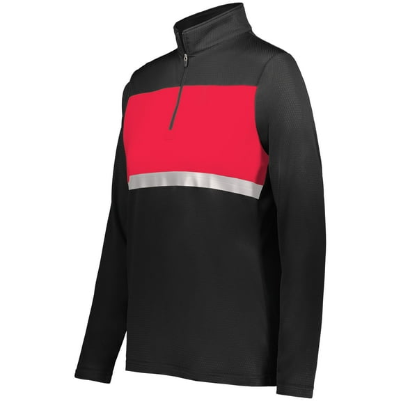 Holloway Sportswear S Womens Prism Bold 1/4 Zip Pullover Black/Scarlet 222791