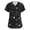 Black-B#40526NN, variant on Stretchy Cartoon Animal Print Scrubs Top V Neck Short Sleeve Womens Scrub Tops S-5XL Plus Size Nurse Working Uniforms with Pocket