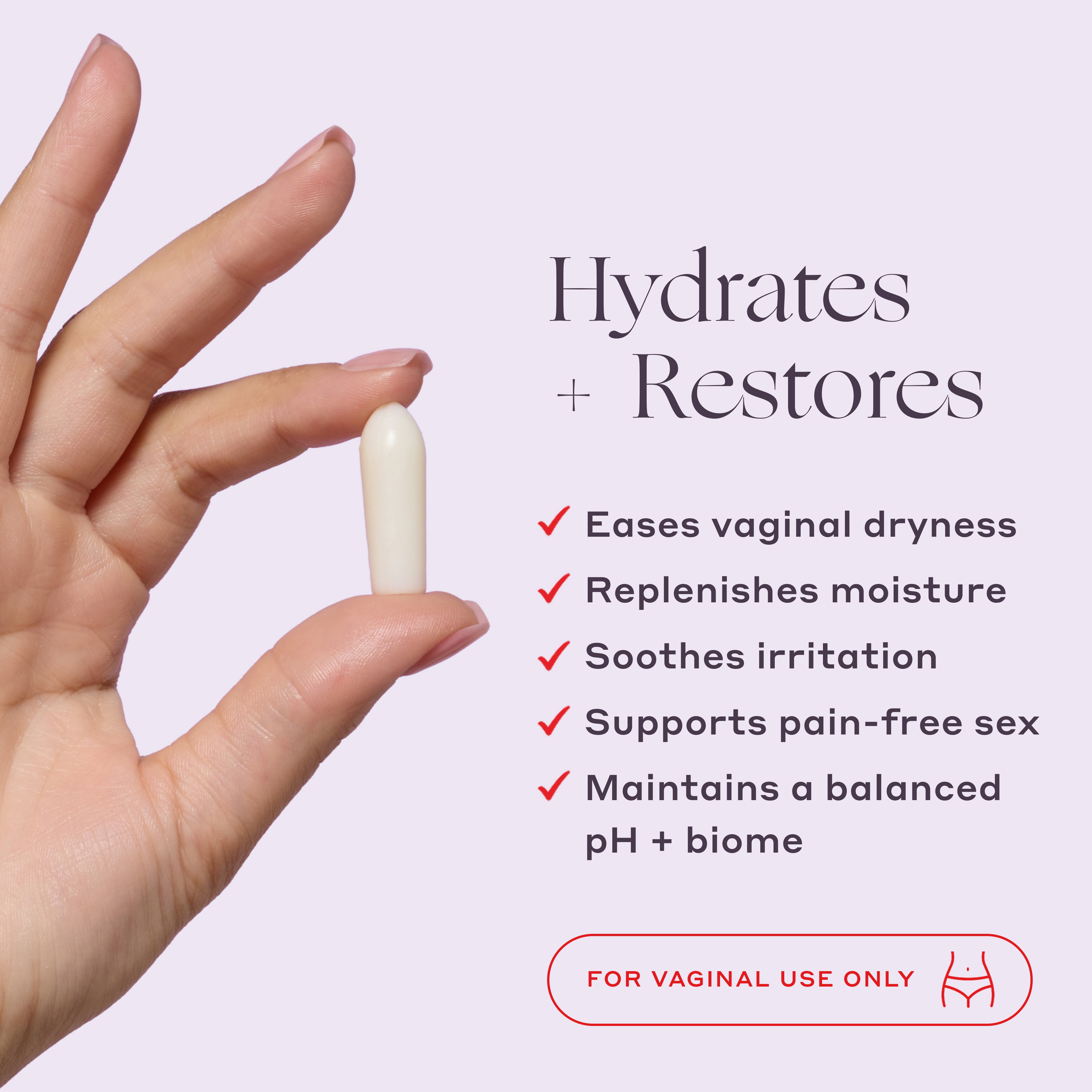 Womaness Melt for You Soothing & Moisturizing Vaginal Suppositories with 5mg Hyaluronic Acid, 7 Count