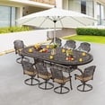 thumbnail image 2 of TPHORK Patio Dining Set,9 Piece Outdoor Furniture Set,8 Person Outside Dining Table and Chairs Set,Metal Swivel Chairs of 8,Oval Table with 1.96" Umbrella Hole, 2 of 9