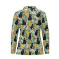 thumbnail image 5 of Yuyamidu Black Cat Long Sleeve Golf Shirts for Women Colorful Flowers Tennis Tops Casual Quarter Zip Athletic Shirt Slim Fit Activewear Size M, 5 of 8