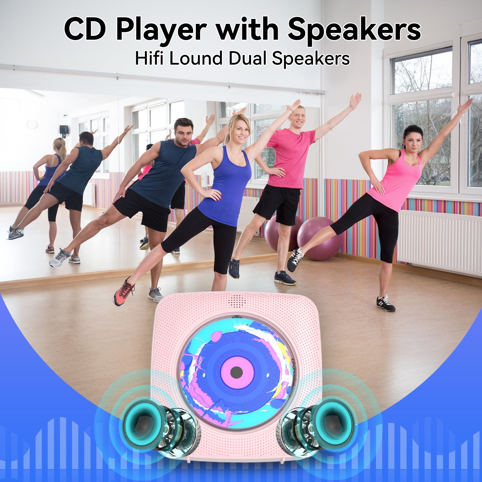 Gueray CD Player for Home, Bluetooth Desktop CD Player with Speakers