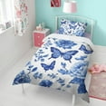 thumbnail image 4 of Blue Roses and Butterflies Pattern Duvet Cover and Pillowcase Set for Single Bedding, Bedroom Accessories for Kids Teens, 4 of 5