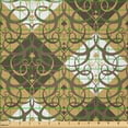 thumbnail image 2 of Ambesonne Oriental Fabric by the Yard Microfiber, Damask and Swirls, 5 Yards, Sand Brown Umber White, 2 of 2