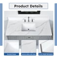 thumbnail image 5 of Montary 49-inch Quartz Bathroom Vanity Top with Undermounted Ceramic Sink & 4 Inch High Backsplash, 3/4" Thick Quartz Stone Vanity Sink Tops with 3 Pre-Drilled Holes, Calacatta White, 5 of 7