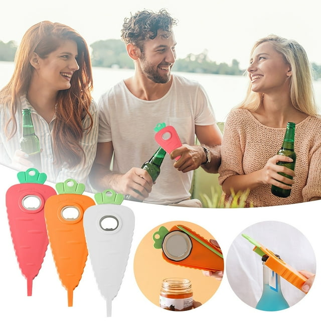 Vaidha Carrot Magnetic Suction Bottle Opener Non-slip Cap Screw Capping Device Labor-saving Screw Capping Device Multi-function Can Opener Beer Cap Opener Screw Cap