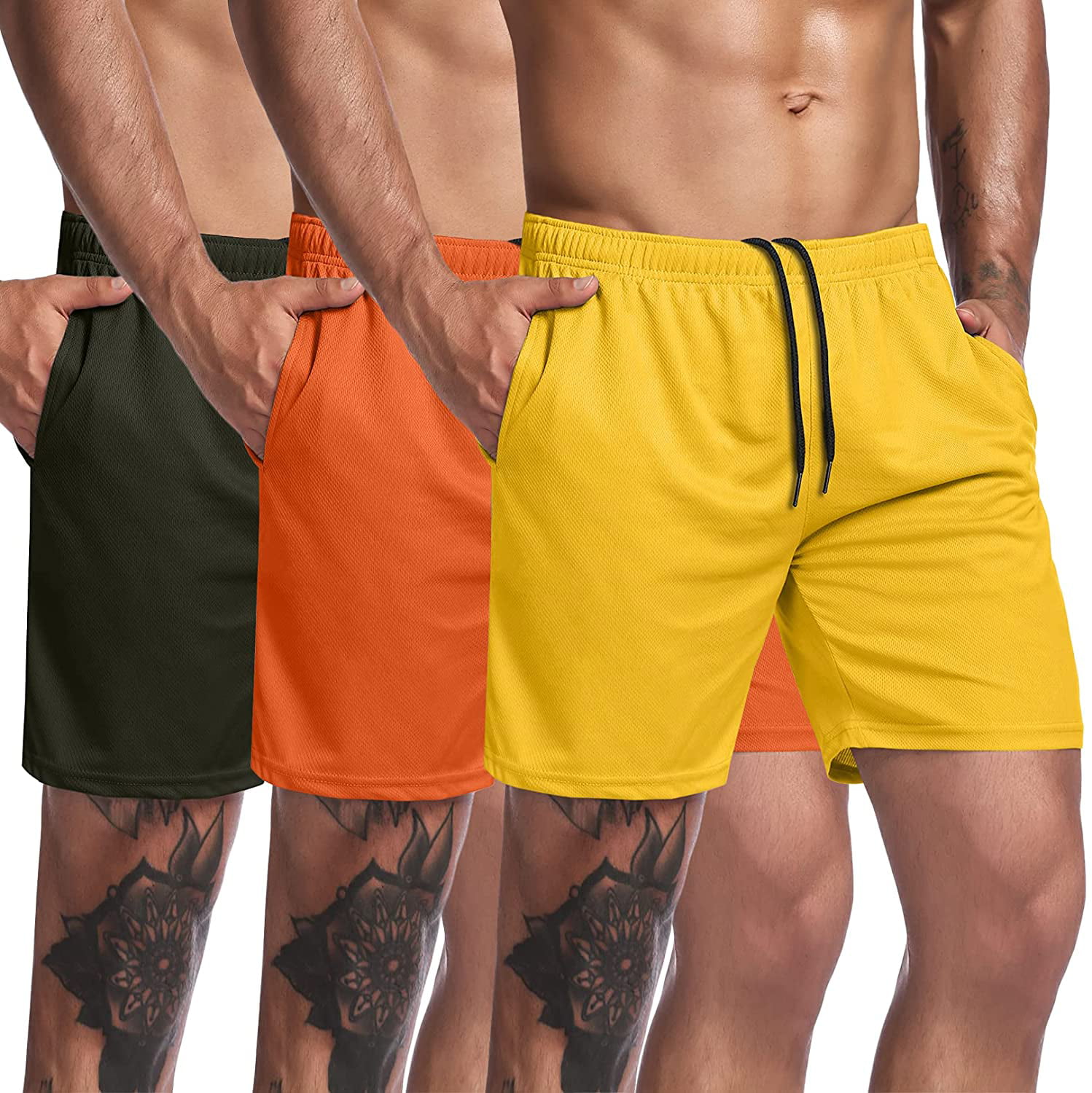 COOFANDY Mens 3 Pack Gym Workout Shorts Mesh Weightlifting Squatting ...