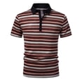 thumbnail image 2 of VgaVtl Polo Mens Summer Short Sleeve Striped Casual Slim Outdoor Shirts for Men Collared Everyday Button, 2 of 7