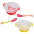 thumbnail image 1 of 2 Set Transparent Baby Suction Bowl Infant Training Bowl Feeding Tableware with Heat Sensitive Spoon (Red And Yellow), 1 of 7