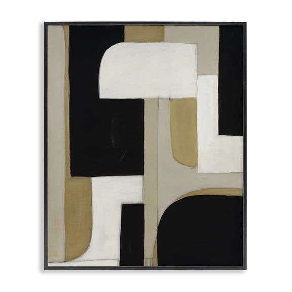 Stupell Industries Mid-Century Minimalist Geometrics in Neutrals Black Framed Giclee Art, 11 x 14, by Kippi Leonard