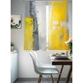 thumbnail image 4 of Abstract Graffiti Sheer Curtains 63 Inches Long 2 Panels Watercolor Yellow Gray Light Filtering Semi Sheer Window Curtains Drapes for Bedroom Living Room 52"x63", 4 of 7