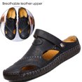 thumbnail image 3 of YOURDIARY Men's Casual Leather Sandals Breathable Outdoor Beach Shoes, Slippers Brown, 3 of 7
