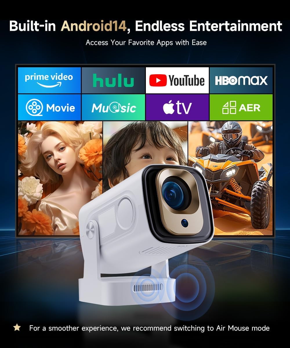[Auto Focus] Magcubic Mini Projector, Native 1080P & 8K Support, 330 ANSI Brightness with Voice Control, WiFi 6 & BT 5.4, Portable Outdoor Movie Projector HY310