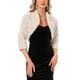 thumbnail image 1 of Inspire Chic Bolero Abierto para Mujer de Manga 3/4 sin Cuello, Chaqueta Cortada de Piel Sintética, Color Beige, 1 of 6