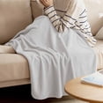 thumbnail image 4 of Throw Blanket for Couch Solid Color Soft Fleece Flannel Blankets Cozy Lightweight Blanket for Home Sofa Living Room Light Grey Pearl Grey Bed Throws 60" x 80", 4 of 9