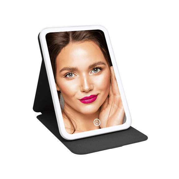Impressions Touch Tablet Mini Tri Tone LED Makeup Mirror, Lighted Cosmetics Vanity Mirrors (Black)