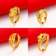 thumbnail image 4 of Live plating 24k simulation gold jewelry ladies rose ring Vietnam sand gold ring-style4, 4 of 6