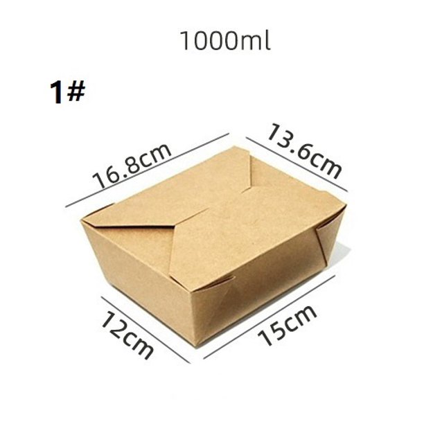Fiambrera desechable de papel Kraft, caja de embalaje for ensalada ligera, fiambrera de calidad alimentaria, paquete de 10