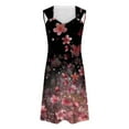 thumbnail image 3 of Hvot&aat Womens Casual Summer Sleeveless Dress V Neck O-Ring Shoulder Sundress Vintage Floral Print Short Dresses, 3 of 4