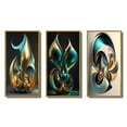 thumbnail image 2 of Designart "Turquoise Gold Sphere Rhythm of Infinity in 3D VII" Abstract Fractal Framed Wall Art Set Of 3 - Gold Modern Frame Gallery Wall Set For Home Decor, 2 of 6