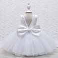 thumbnail image 6 of Bearichfupo Pageant Party Dress Long Princess Wedding Round Collar Pearl Set Sleeveless Front And Back Bow A Line Dress For 2 To 8 Years, Sizes 5-6 Years, 6 of 6