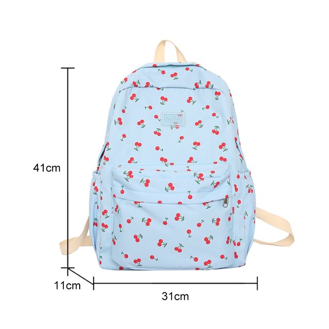 Bolsa Mochila universitaria informal con estampado de cerezas, mochilas escolares florales para niñas Kawaii (azul) Ehuebsd Para Estrenar