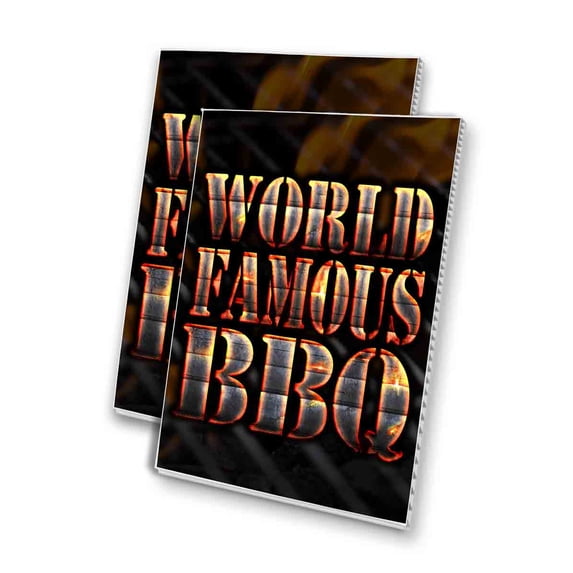 World Famous BBQ (24" X 36") 4mm Corrugated Plastic Panel, Graphics Applied To 1 Side (Pk of 2)