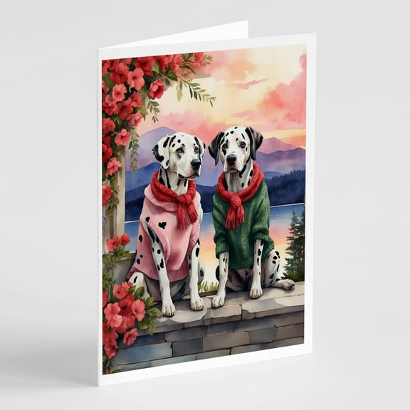 Dalmatian Two Hearts Greeting Cards Pack of 8 7 in x 5 in