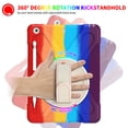 thumbnail image 3 of iPad 6th/5th Generation Case Kids, iPad 9.7 Case with Pencil Holder, Heavy Duty Shockproof Protective Rugged iPad 9.7 Case with Stand/Hand Strap for iPad Air 9.7-inch 2018/2017 - Rainbow Red, 3 of 8