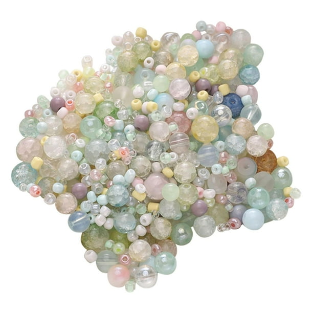 Kit para hacer collares de cuentas, cuentas pequeñas elegantes hechas a mano para niñas, cuentas de vidrio para mujeres DIY Macarrones