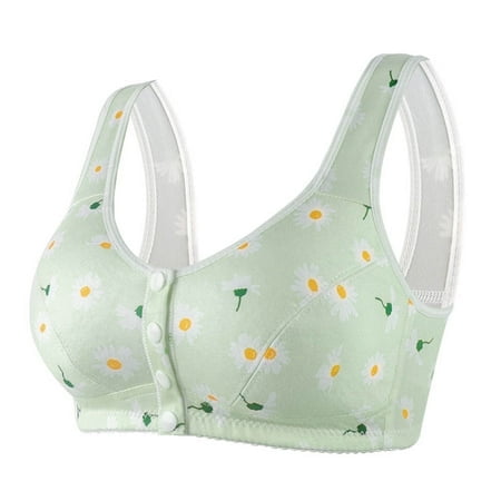 FhsagQ Bra Bras for Women Bras Plus Size Women Casual Prints Front Buckle Underwear without Rims Vest Lace Plus Size Bra Underwear Bras for Women Set of 2 Green 40