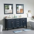 thumbnail image 6 of ANGELES HOME 72" Bathroom Vanity with Double Sinks, Solid Wood Bathroom Makeup Cabinet W/ 4 Doors and 4 Drawers, Bathroom Vanity Storage Organizer with Carrara White Quartz Countertop, Navy Blue, 6 of 14