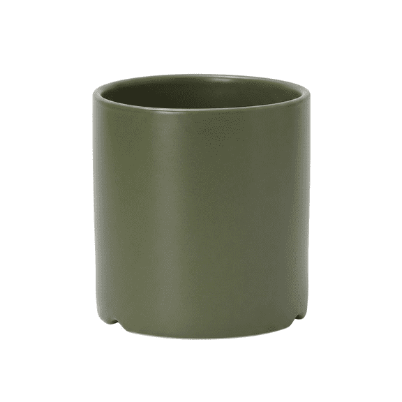 Bamworld Ceramic Plant Pot 02, Straight Cylinder Planter, Army Green Flower Pot, 6.5 Inch Decorative Planter for Indoor Succulent Herb Houseplants