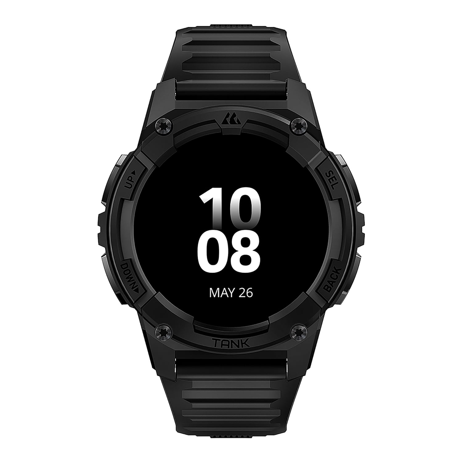 KOSPET TANK S2 1.32-In. AMOLED GPS Smartwatch with Silicone Band (Strawflower Black), P-S001-B