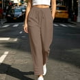 thumbnail image 5 of ZVAVZ Gauze Pants for Women Beach Vacation Pants Lightweight Breathable Casual Loose Fit Drawstring Trousers with Pockets Brown S, 5 of 7