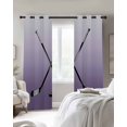 thumbnail image 3 of Purple Ombre Blackout Curtains, Light Blocking Print Window Curtains, Black Hockey Sticks Minimalist Style Thermal Insulated Window Drapes for Living Room Kitchen Cafe 2 Panels, 55"W x 39"L, 3 of 9