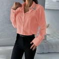 thumbnail image 4 of UYISJ Women's Puff Long Sleeve Button Down Shirts Lapel V Neck Rhinestone Collar Work Blouses Business Casual Tops, 4 of 7